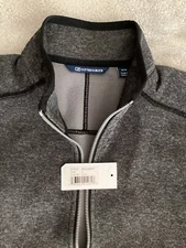 BRAND NEW!!! MEN CUTTER & BUCK MAINSAIL FULL-ZIP Med VEST Sport Dark Grey Fleece
