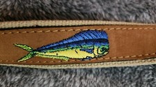 Zep Pro USA Made MAHI-MAHI Dolphinfish Embroidered Leather Canvas Belt Men's 44