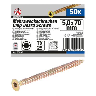 BGS-80997 I Mehrzweckschrauben 5,0 x 70 mm, T25, 50 Stück