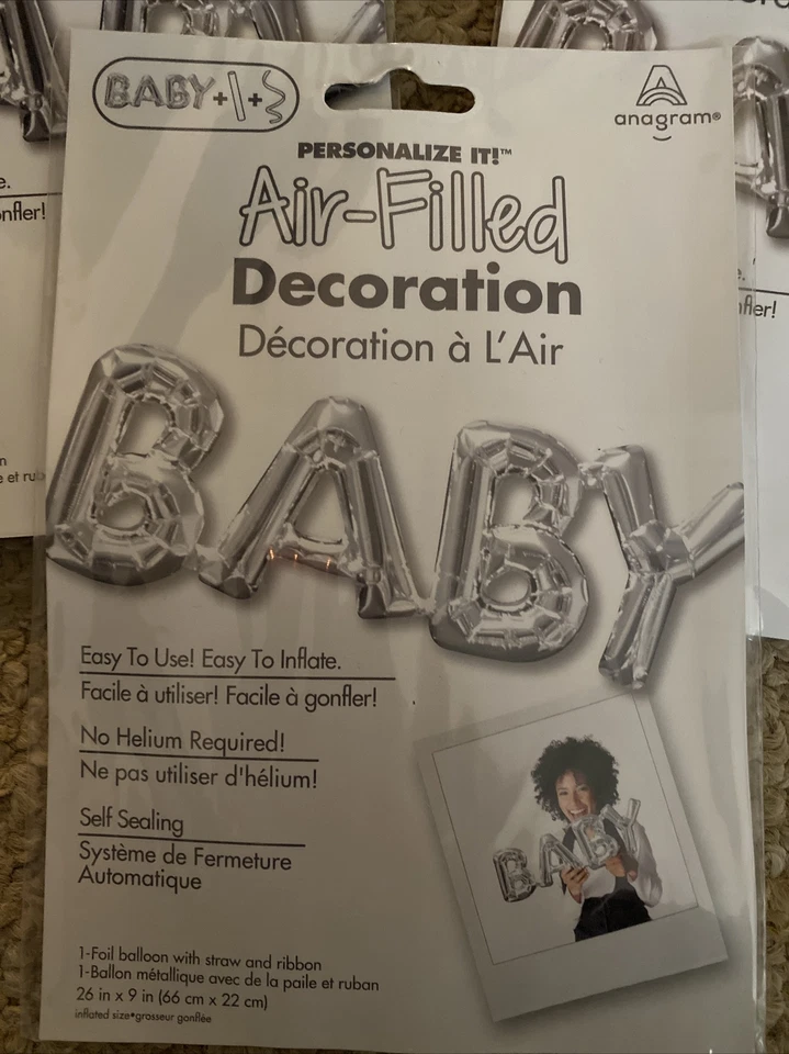 Lote de Globos Plateados para Fiesta Bebé Lámina Bebé Letra Globos Baby Shower SIN Helio Foto 2 de 4