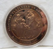 Franklin Mint History of the US Industry Paralyzed depression 1837 Bronze Medal