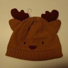 Gymboree Reindeer Winter Hat NWT New Boy Girl Tan Brown Antler Christmas 6m Knit