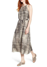  278 Eileen Fisher Limestone Daze Silk Dress Print XS Extra Small Halter New