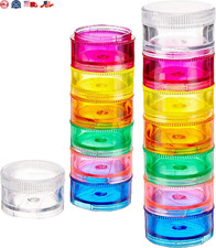 2 Pack Rainbow 7 Day Stackable Pill Organizer Case Tower Box Medicine Planner