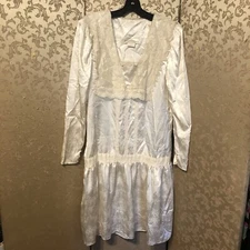Jessica McClintock Gunne Sax Vintage Ivory Floral Victorian Lace Dress Size 13