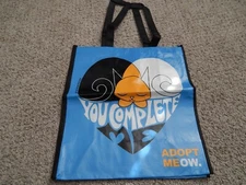 CATCON YOU COMPLETE ME ADOPT MEOW CATS REUSABLE ECO FRIENDLY SHOPPING TOTE BAG
