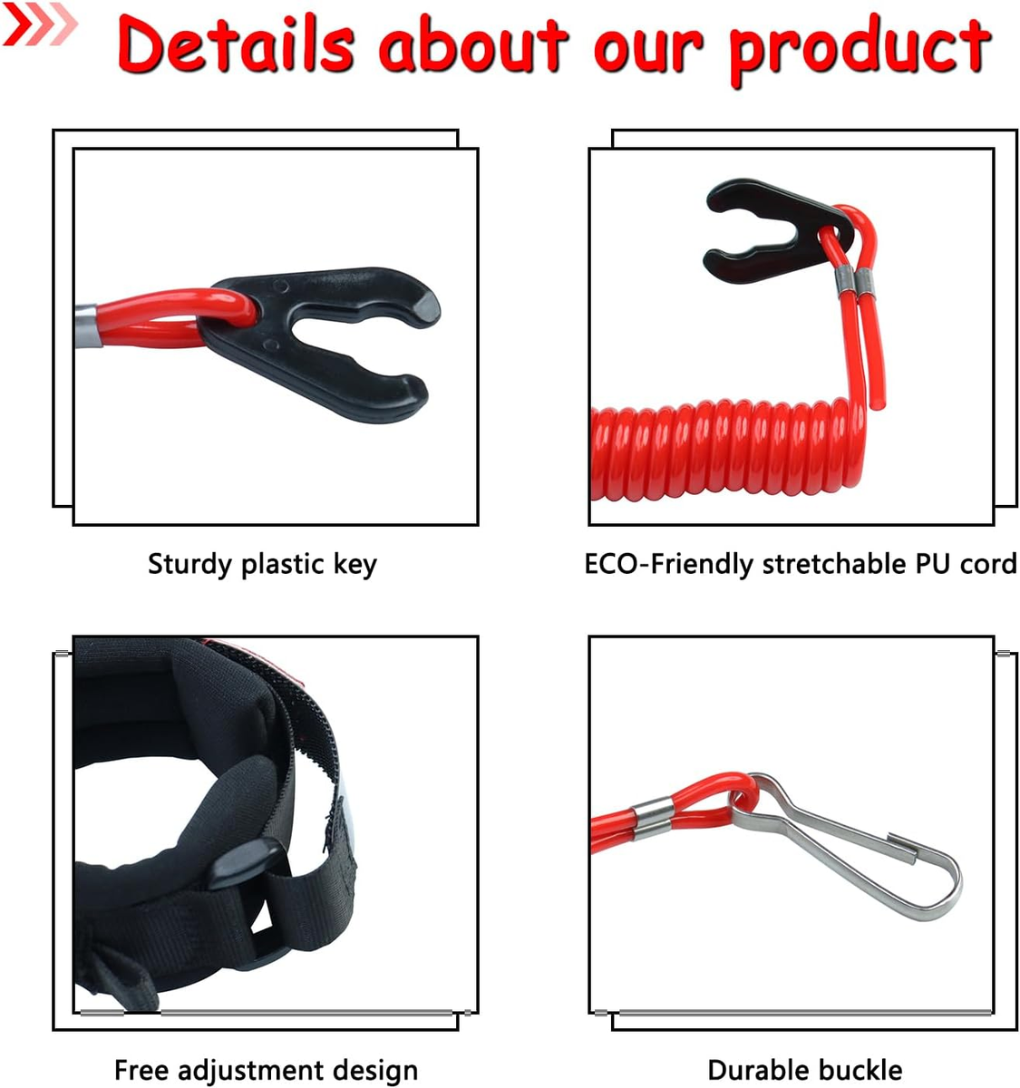 Boat Kill Switch Lanyard Marine Safety Tether Boat Engine Kill Switch  Lanyard - Safety Tether For Yamaha, Mercury, Honda & Other Outboard Motors  Outboard Engine Tether Float Wrist Strap