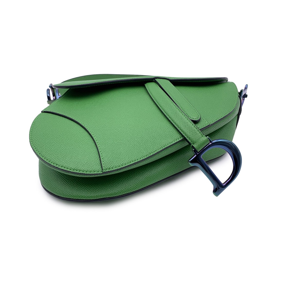 Authentic Christian Dior Green Leather Saddle Shoulder Bag Authentic Christian Dior Green Leather Saddle Shoulder Bag