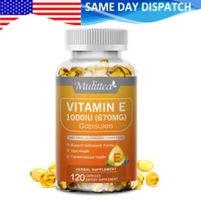 Vitamin E 1000 Iu 670mg Capsules - Supports Skin, Hair, Immune and Eye Health