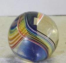 #15704m Nice Handmade Contemporary Wald Glass Marble  With Lutz .79 In 1994 Mint