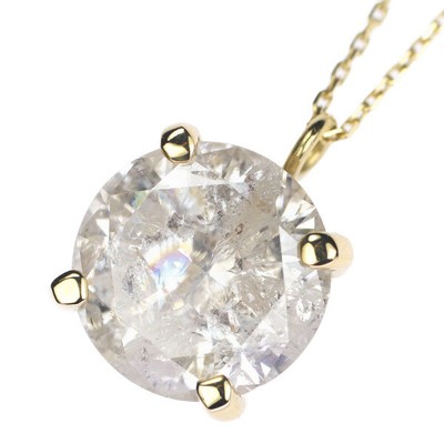 Brand New K18YG Diamond Pendant Necklace 2.447ct VLB I3 Fair  Free Shipping from
