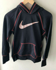 Nike Boy's Therma-fit Hoodie Contrast Stitch Embroidered Swish Swoosh Sz Small