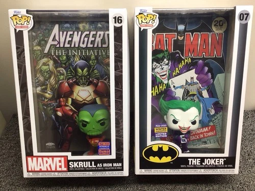 Funko Pop! Comic Book Cover #07 The Joker + #16 Skrull Iron Man Convention Lot