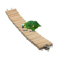 Bird Ladder Bridge Swing Toy Natural Wood Stand Platform for Small Burlywood