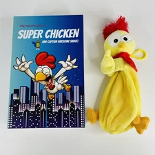 The Adventures of Super Chicken Yellow Red Plush Hot Sauce Holder, Zip-up Pouch