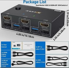 HDMI USB 3.0 KVM Switch for 2 Computers, Dual Monitor DisplayPort KVM Switcher