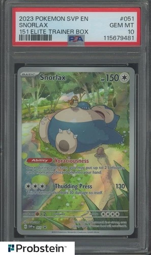 2023 Pokemon SVP En 151 Elite Trainer Box #051 Snorlax PSA 10 GEM MINT
