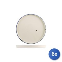 6X H&H Rundes Teller Rye Aus WeißEm Porzellan Mit Blauem Rand 16 Cm