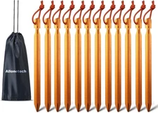 12 Pack Tent Stakes, 7075 Ground Metal Camping Aluminum Tent Pegs, Lightweight