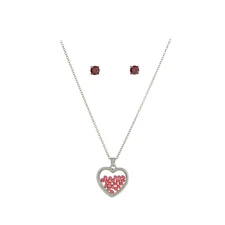 The Skyline Collection January Birthstone Red Garnet Heart Jewelry Set