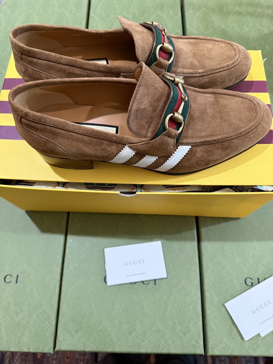 GUCCI x Adidas Mens Brown Suede Horsebit Loafers Size US 10 | eBay