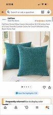 Decorative Throw Pillow Covers 18X18 Inch Pack of 2 Chenille Cushion Cases Teal