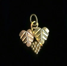 New 10K 18mm Solid Yellow & Rose Gold Grape Leaf Petal Plant Pendant Charm uc