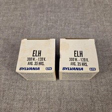  2 Sylvania GTE ELH 300W 120V Tungsten Halogen Projector Lamps GY5.3 NOS
