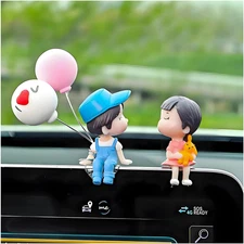 Cute Couple Car Dashboard Decorations, Lovely Couple Kiss Cartoon Figurines Car 
