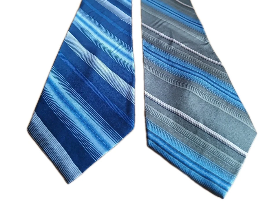 Corbata Puritan All Silk para hombre azul/azul/verde a rayas 58X3,75 estilo moderno 2/1 Foto 2 de 4