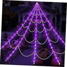 Halloween Spider Web Lights 150 LED Lighted Spider Web Purple 16.4 Ft