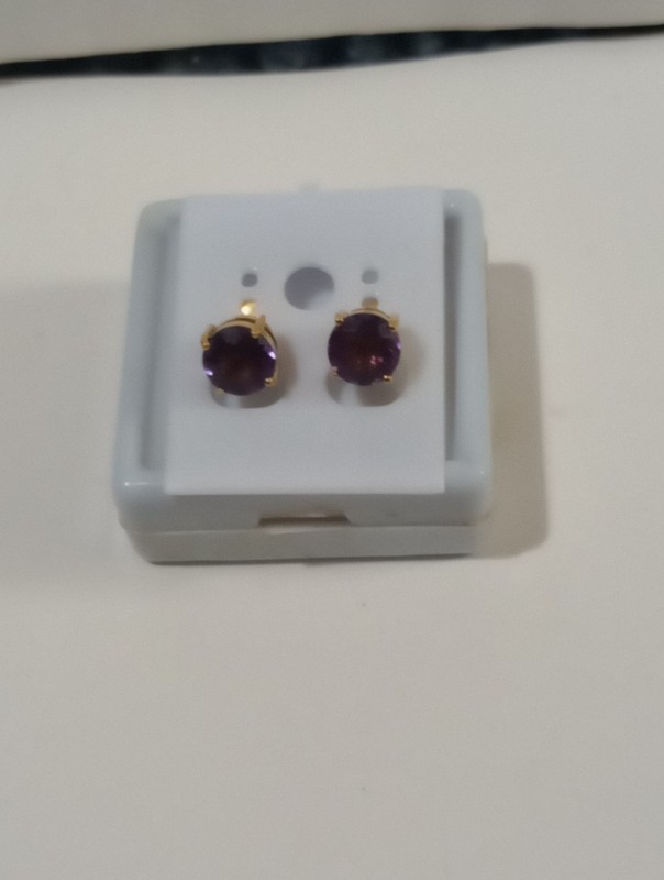 NATURAL INDIGO VIOLET SPINEL 3.50 CTS. 925 SILVER 14 K GOLD FINISH STUD EARRINGS