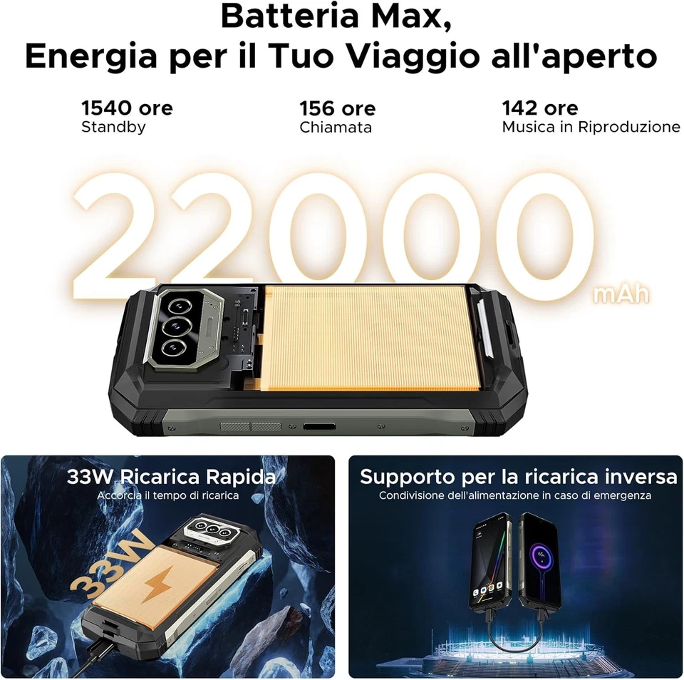 DOOGEE VMAX S Rugged Smartphone 5G, 24GB+256GB, 22000mAh Batteria 33W, 1200LM Lu - Immagine 3 di 4
