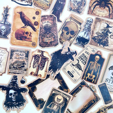 Halloween Witch Label Stickers Junk Journal Collage Scrapbooking