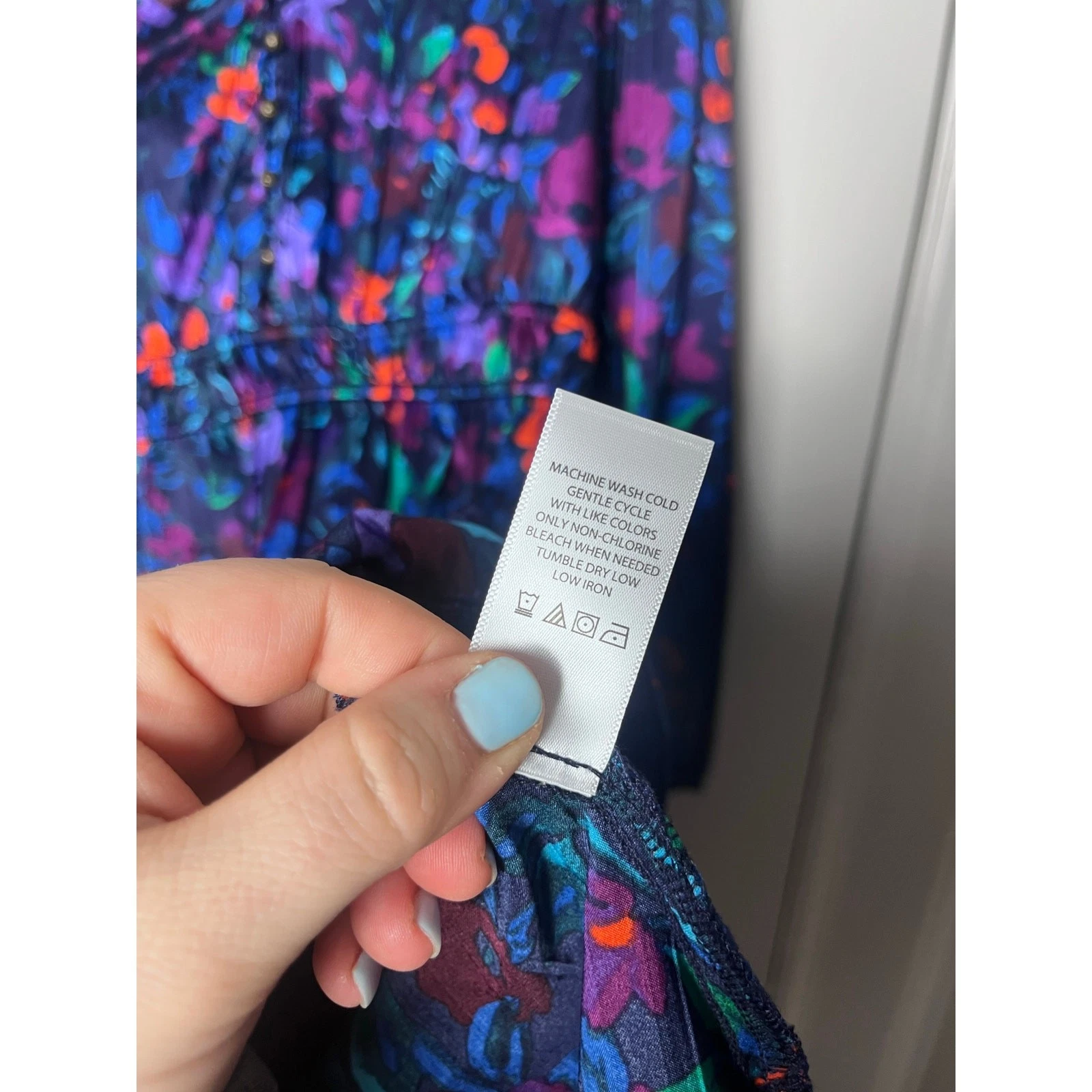 VETEMENTS Mini Abito The Pioneer Donna Blu Manica Lunga Boho Floloreale Balza Taglia S