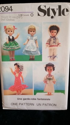 Style 2094 Sewing Pattern International Costumes For 16-in Dolls Uncut