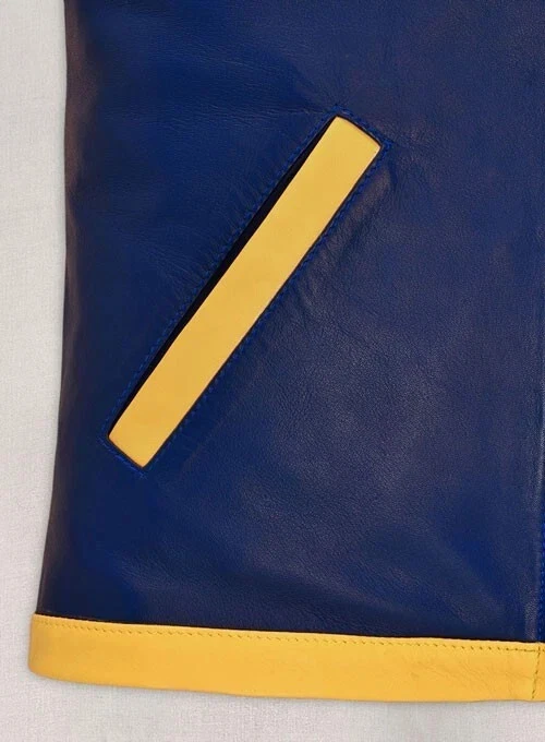 Ash Ketchum мужской синий из овчины кожаная куртка половина рукава Хэллоуин специальный - Изображение 4 из 4