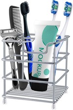 Rustproof Stainless Steel Toothbrush Holder Wall Mount Organizer for Bathroom