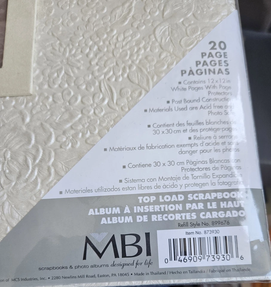 MBI Top Loading Off White Scrapbook Floral 12" X 12" & 20pgs Front/back ver foto - Imagem 2 de 4
