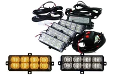RaceSport RS-281-4LED-WA / (4) L.E.D Grill Strobe Light Kit - White/Amber  *NEW*