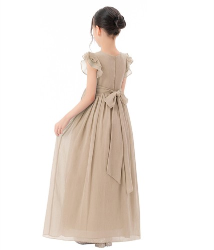 A-Line Scoop Neck Girls Dresses Chiffon Pleated Dress A-Line Flower Girl Dresses - Picture 13 of 43