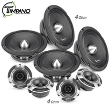 Timpano Bundle 4x 6.5" Speakers + 4x Super Tweeters 3200 Watts Car Audio Systems