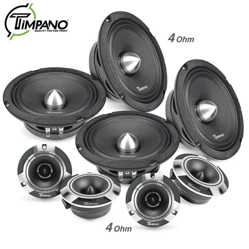 Timpano Bundle 4x 6.5" Speakers + 4x Super Tweeters 3200 Watts Car Audio Systems
