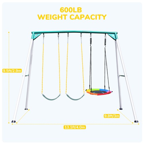 770lb Metal Swing Set Playground with Three Swing Heavy Duty Large A-Frame Stand - Picture 5 of 8