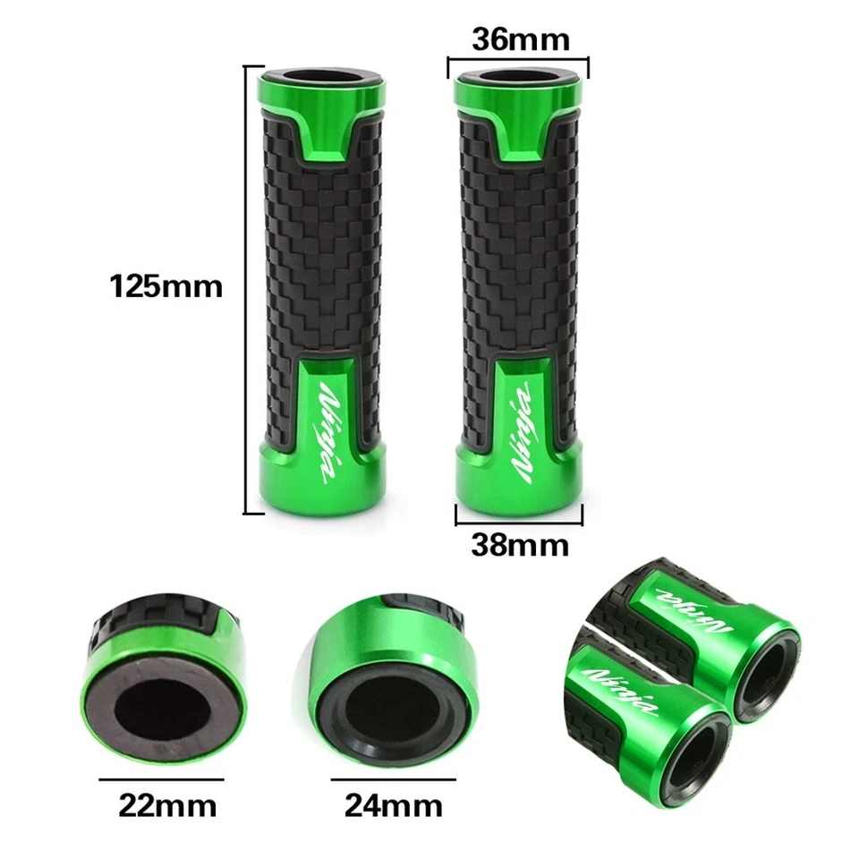 Manillar empuñaduras barra extremo gel para Kawasaki Ninja 250/300/400/650/1000 H2 H2R Foto 2 de 4
