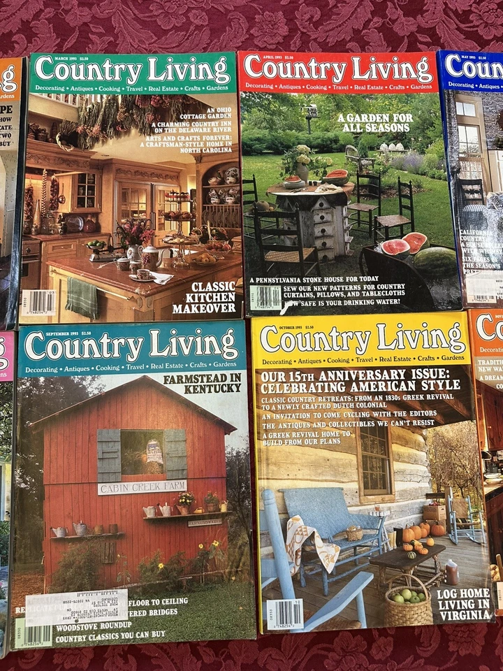 Country Living Vintage Magazine Lot~  1993 Full Set Of 12 Issues Antiques Crafts - Image 3 of 4