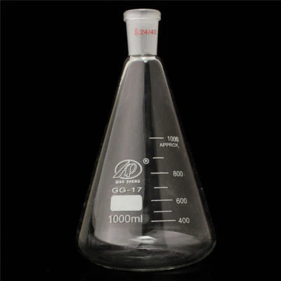1000ml 24 / 40 Glass Erlenmeyer Flask Pro Conical Bottle Lab Chemistry Glassware