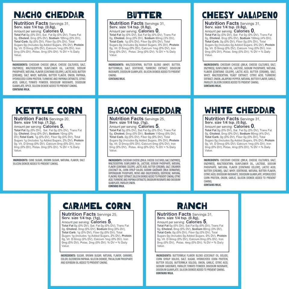 8 Flavor Popcorn Seasoning Set - 0.9 Ounce Mini Jars for Creative Snacking - Image 4 of 4