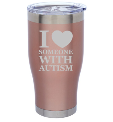 Rose Gold Double Wall Stainless Steel Tumbler Mug I Love Someone With  Autism