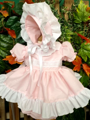 DREAM BABY WEAR UK TRAUM 0-7 Jahre BABY MÄDCHEN ROSA ODER ROT WEISS kurz Puffball Kleid Hose Mütze